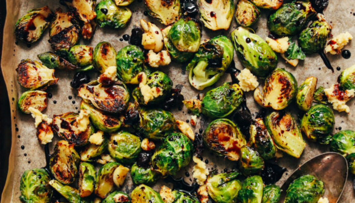 Crispy Roasted Brussels Sprouts with Balsamic Reduction (Vegan, GF)